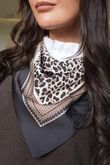 Leopard & Tile Border Triangle Silk Neckerchief Black
